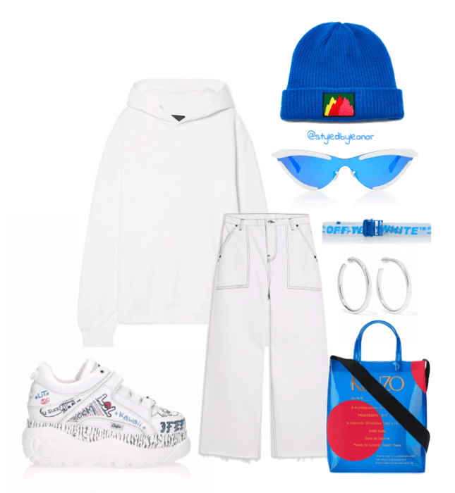 White and Neon Blue Streetwear