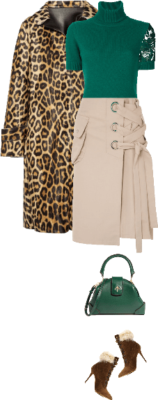 Casual outfit: Green - Animal print