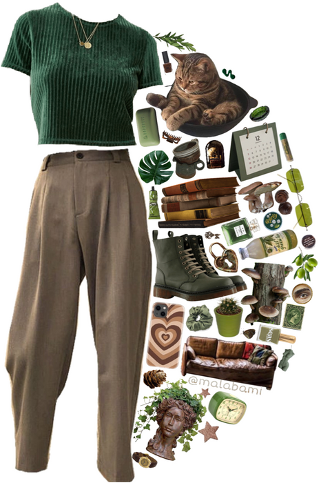 brown & olive green