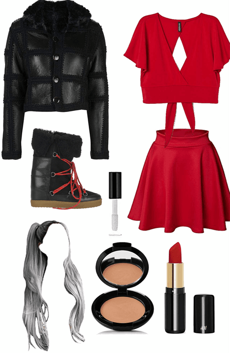 red and black outfit