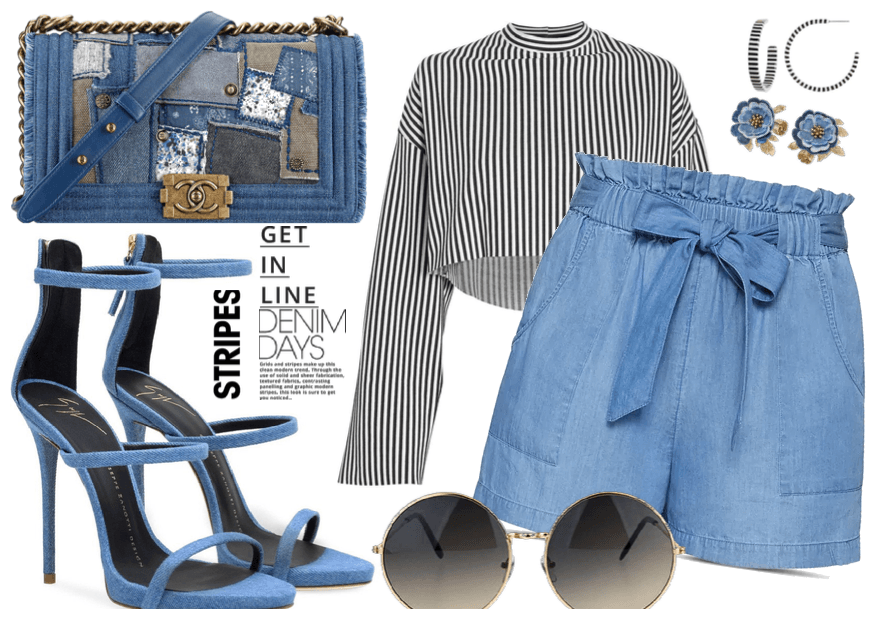 Striped top and Denim Short