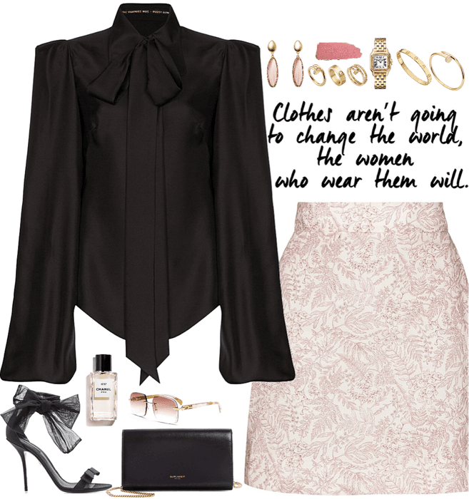 elegance black & light pink outfit with gold jewelry