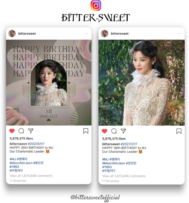 BITTER-SWEET 비터스윗 Instagram Post for MJ’s 30th Birthday