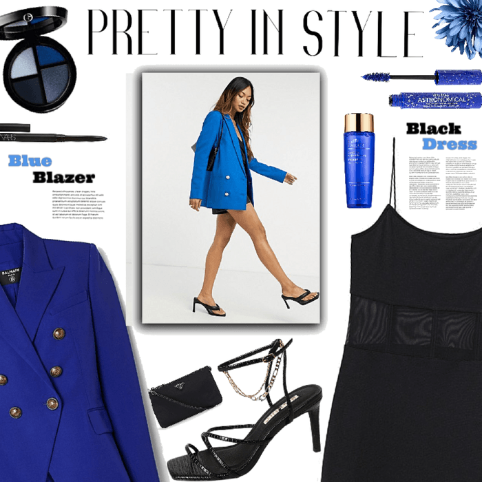 Blue Blazer//Black Dress