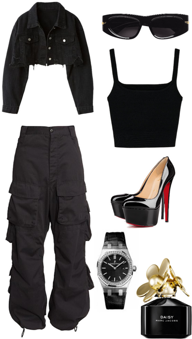 Black cargos and heels