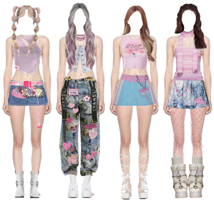 kpop 4 member gidle queencard inspired outfit