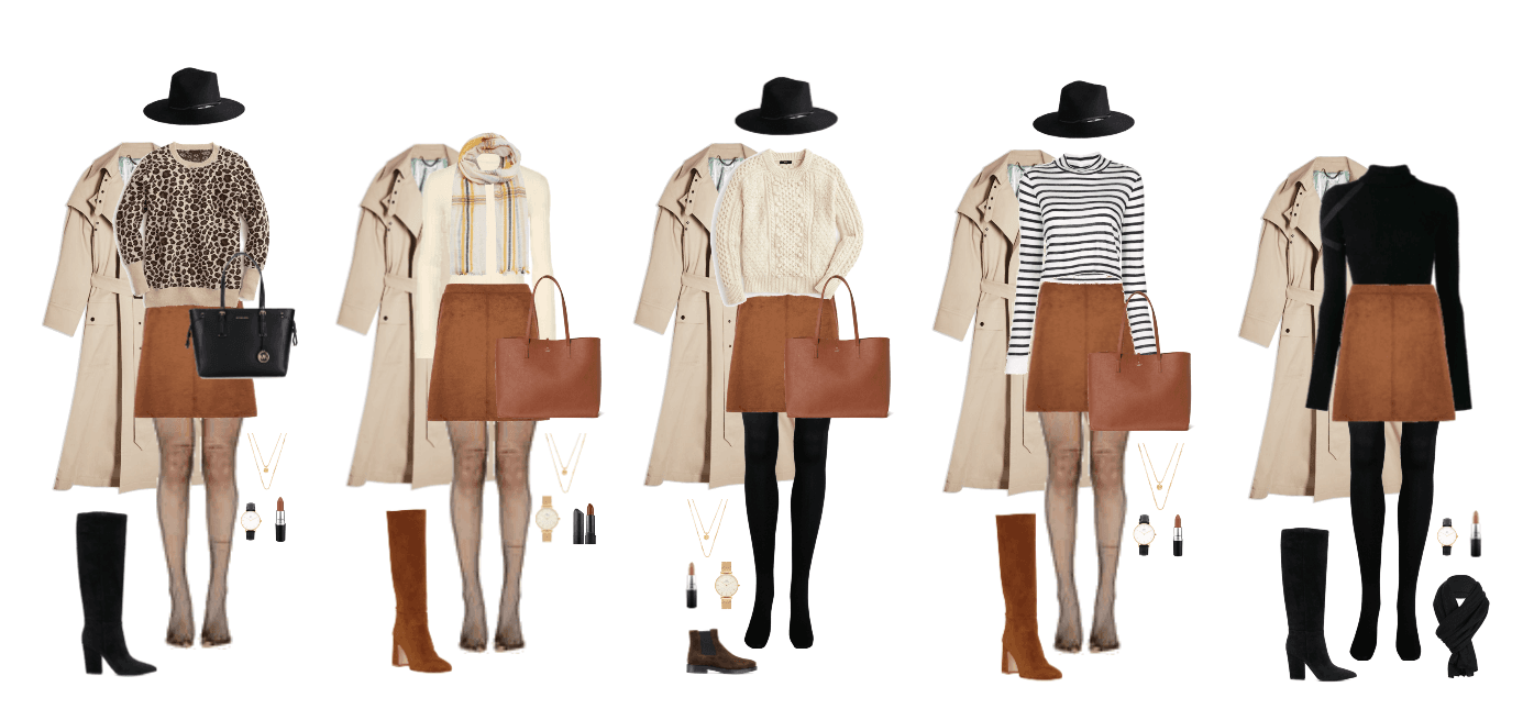 Fall Go-To Outfits - Brown Faux Suede Skirt