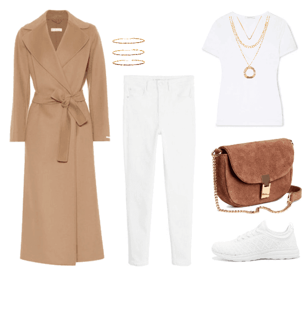 White and beige color outfit
