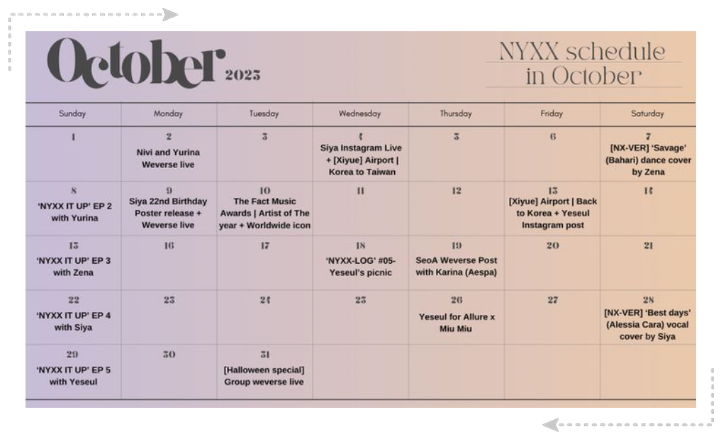 NYXX (닉스) October Schedule