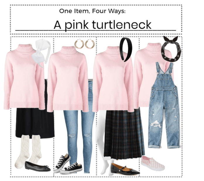 One Item, Four Ways: A Pink Turtleneck