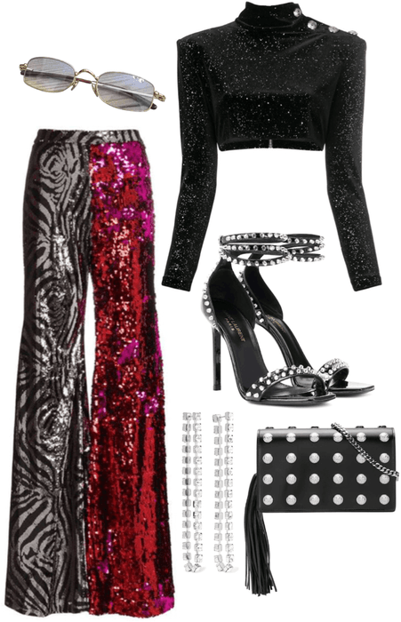 glittery party outfit