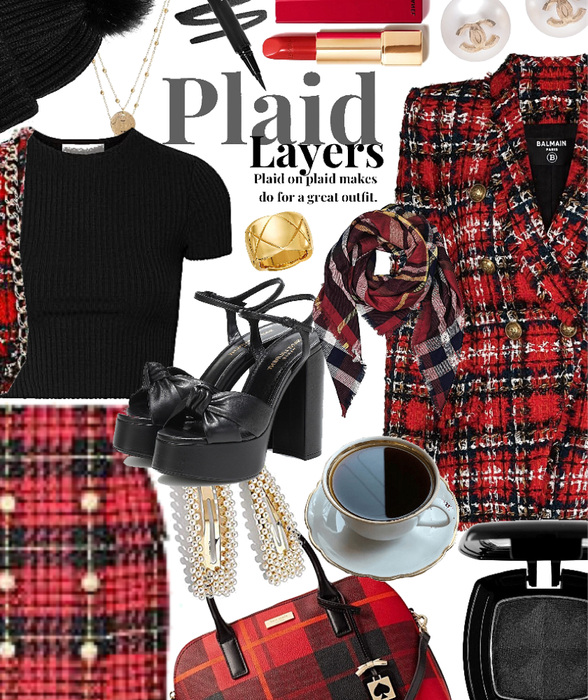 plaid layers with red plaid