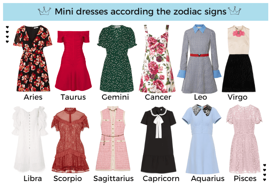 Mini dresses according the zodiac signs