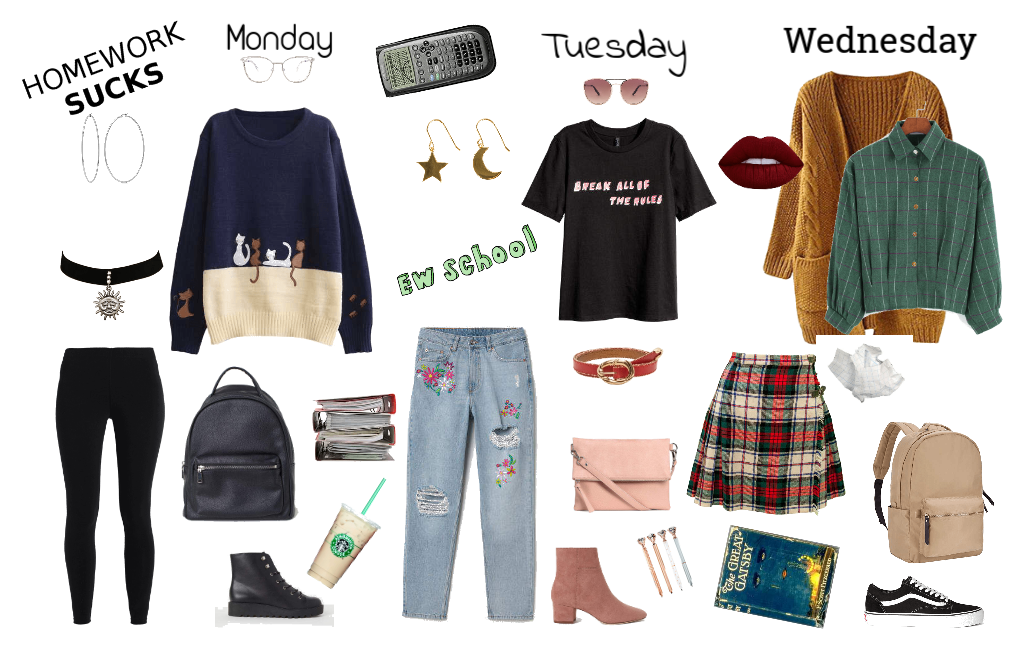 School Outfits Monday-Wednesday