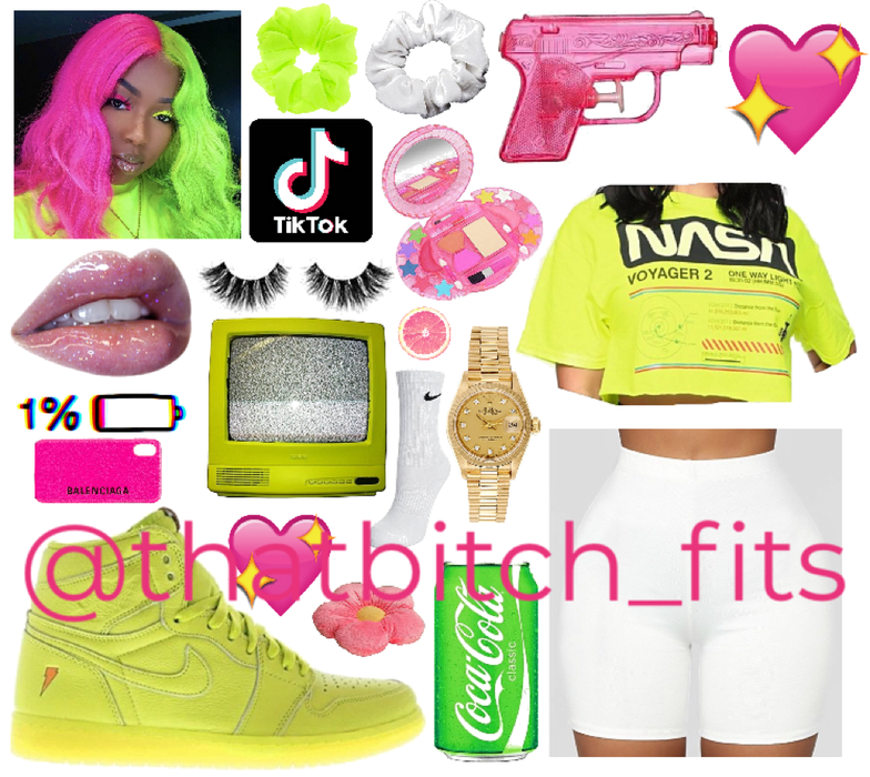 Neon Yellow Hot Pink Crop Fit