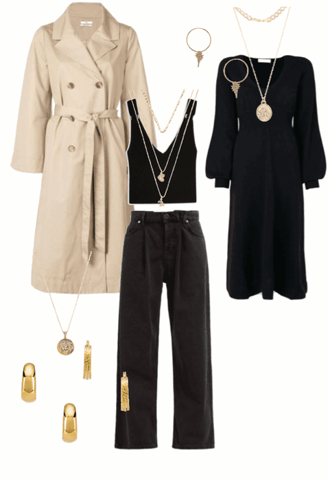 trench coat with jewelry