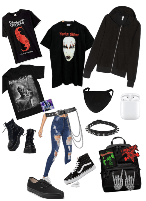 Emo gothic grunge. Alternative back to school outf