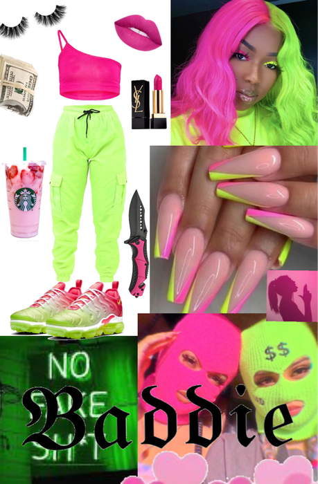 neon green 💚 and pink 💖 baddie