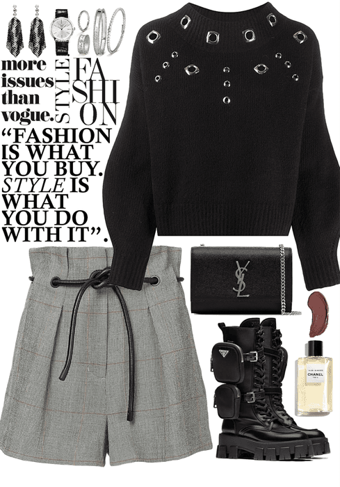 chic, fashionable outfit with silver jewelry