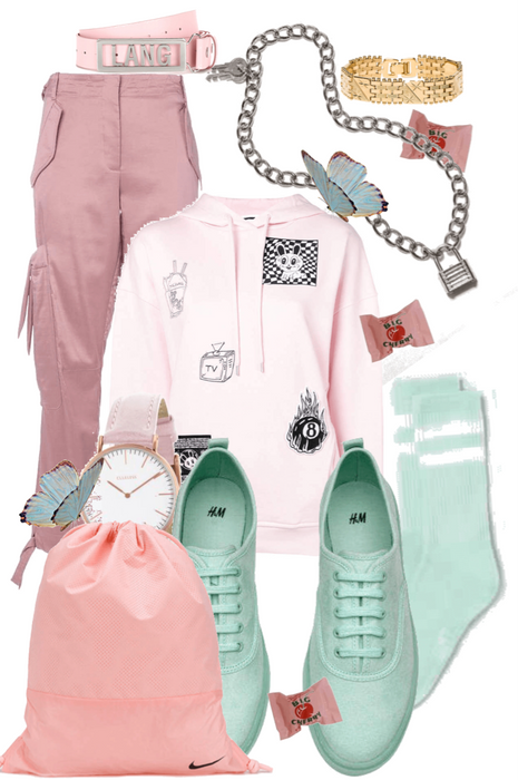 Wearing pink and mint