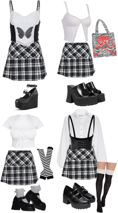 black plaid skirt ideas