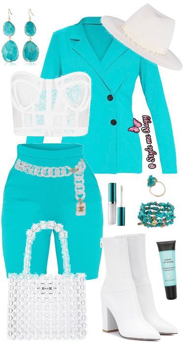 Teal and White