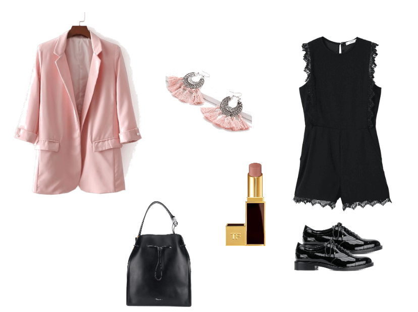 black and pink outfit