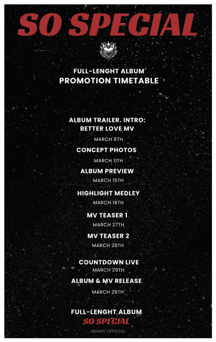 [TIMETABLE] ALBUM 'SO SPECIAL' | @bomv_official