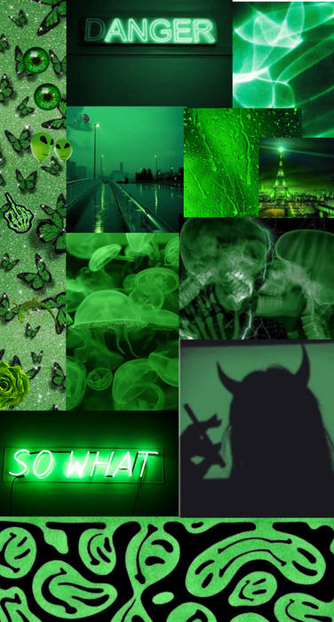 Neon green aesthetic collage