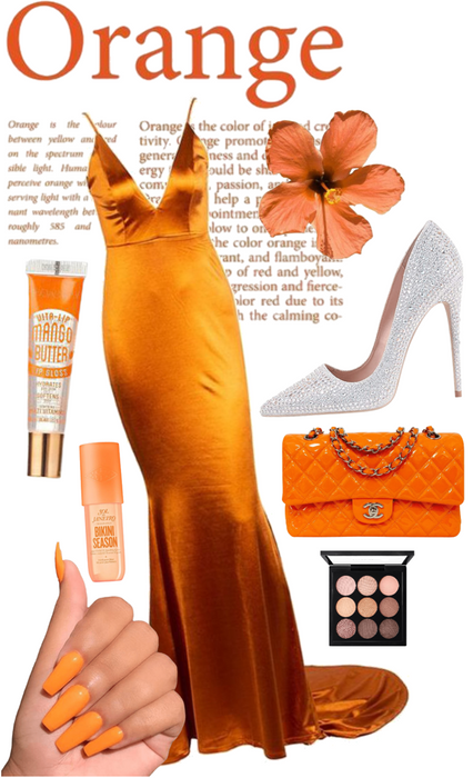 orange gown