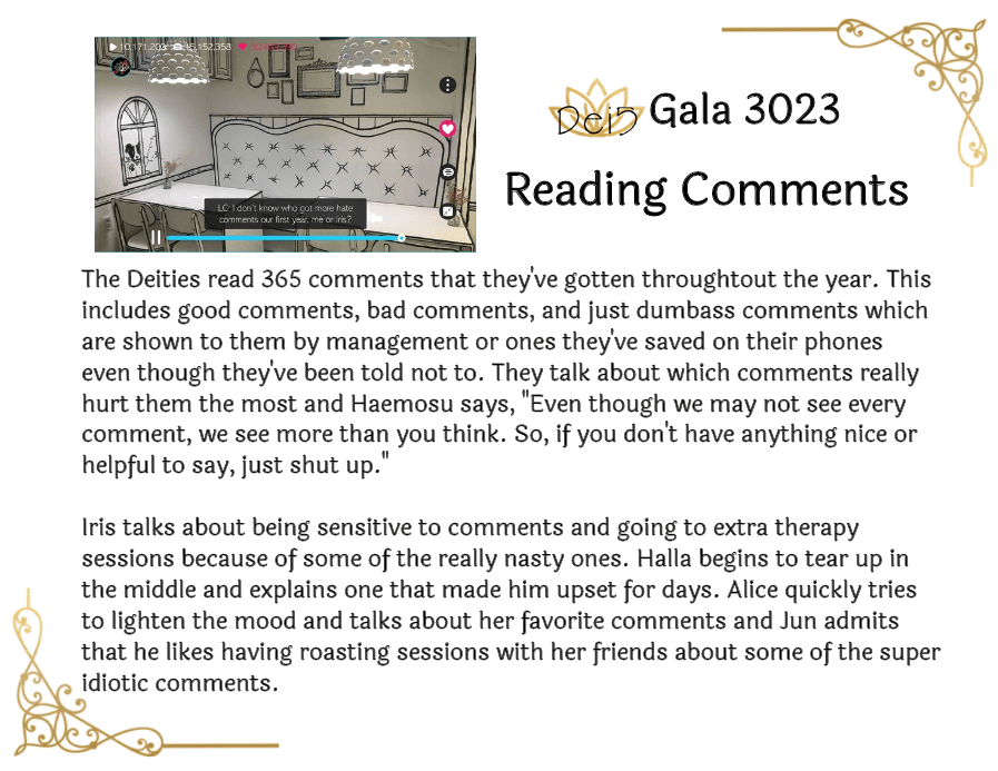 Dei5 Gala 3023 | Reading Comments Summary