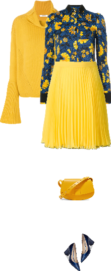 Office outfit: Yellow - Navy