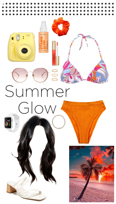 Sunset holiday beach swimming outfit ♡