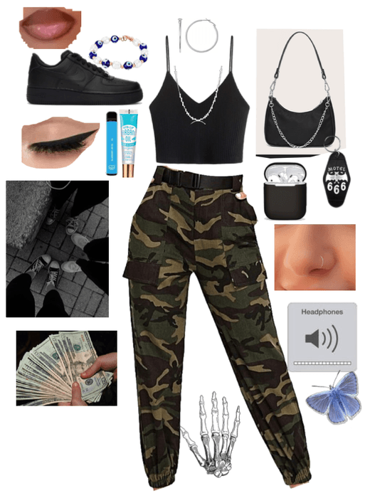qf / outfit of the dayy <3 camo theme