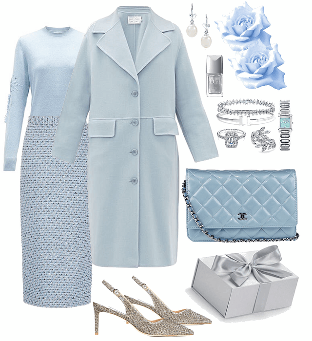 baby blue and silver