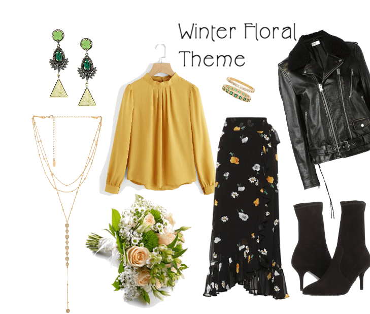 WInter floral theme Bridal Party Guest Outfit