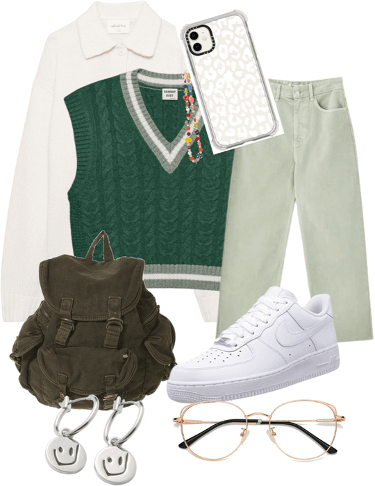 Green Outfit For School