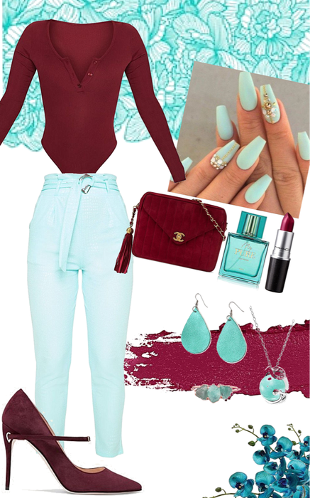 Teal and Maroon