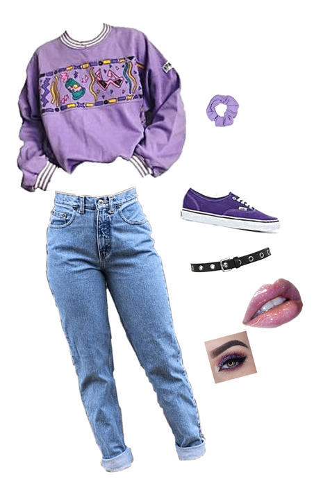 purple 90s look