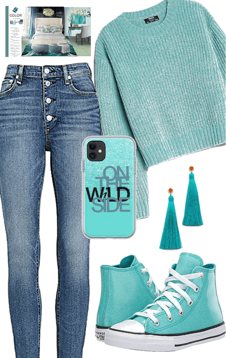 teal outfit