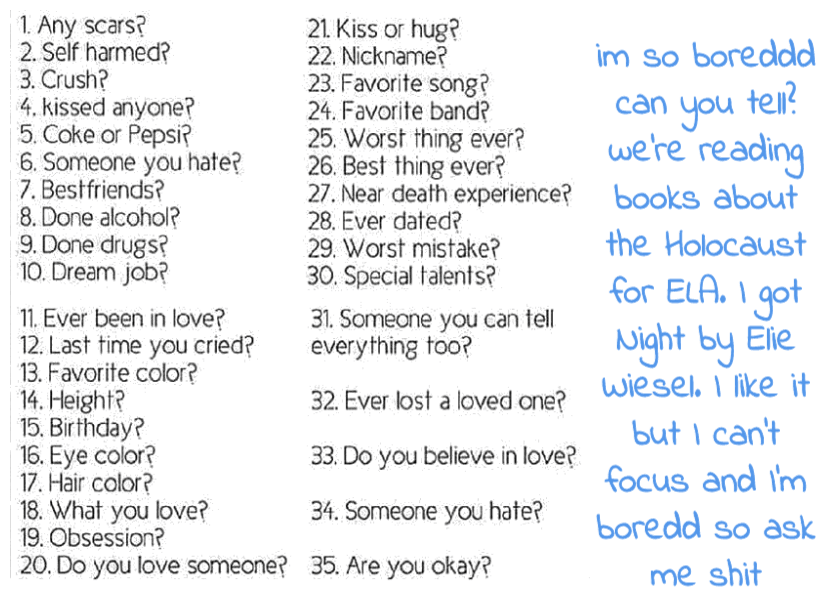 im so bored ask me questions please!