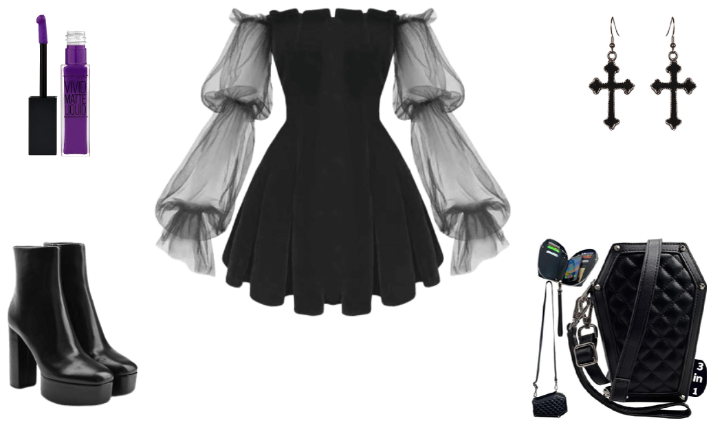 Goth Outfit with Coffin Purse