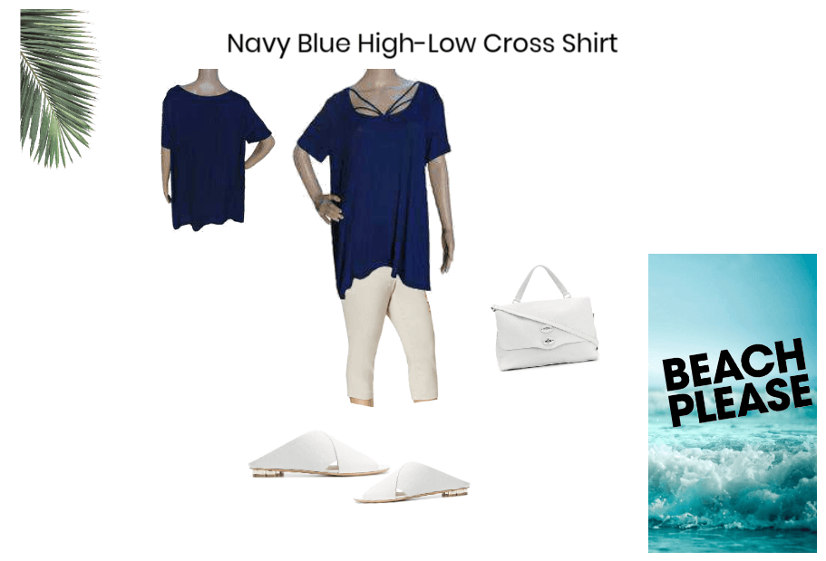 Navy Blue High-Low Cross Shirt