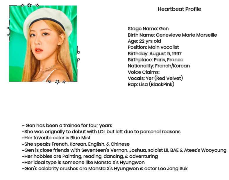 Heartbeat's Main vocalist Gen Profile