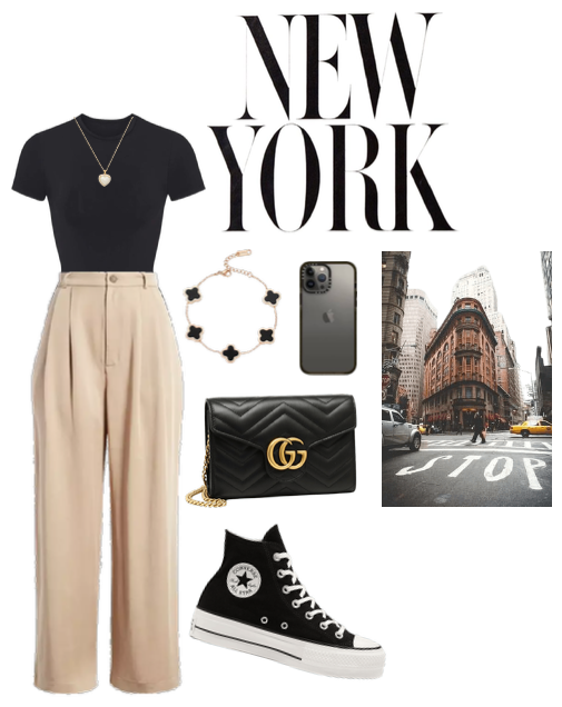 Black and Beige New York outfit!