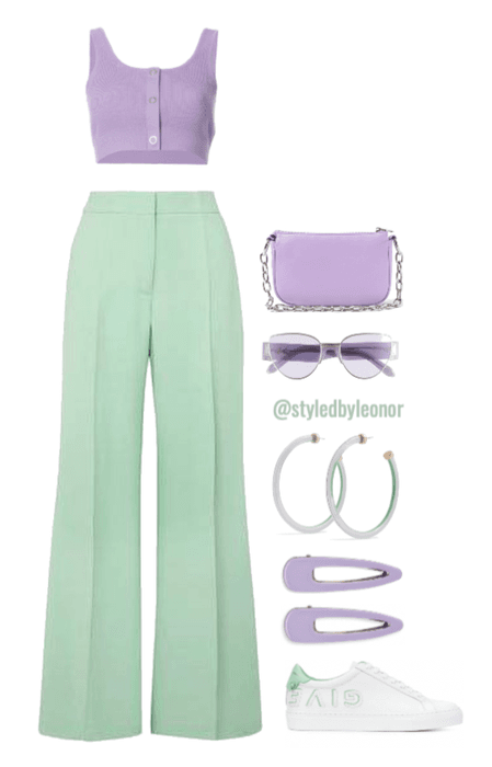 Pastel SoftGirl Mint Green & Lavender/Purple Look