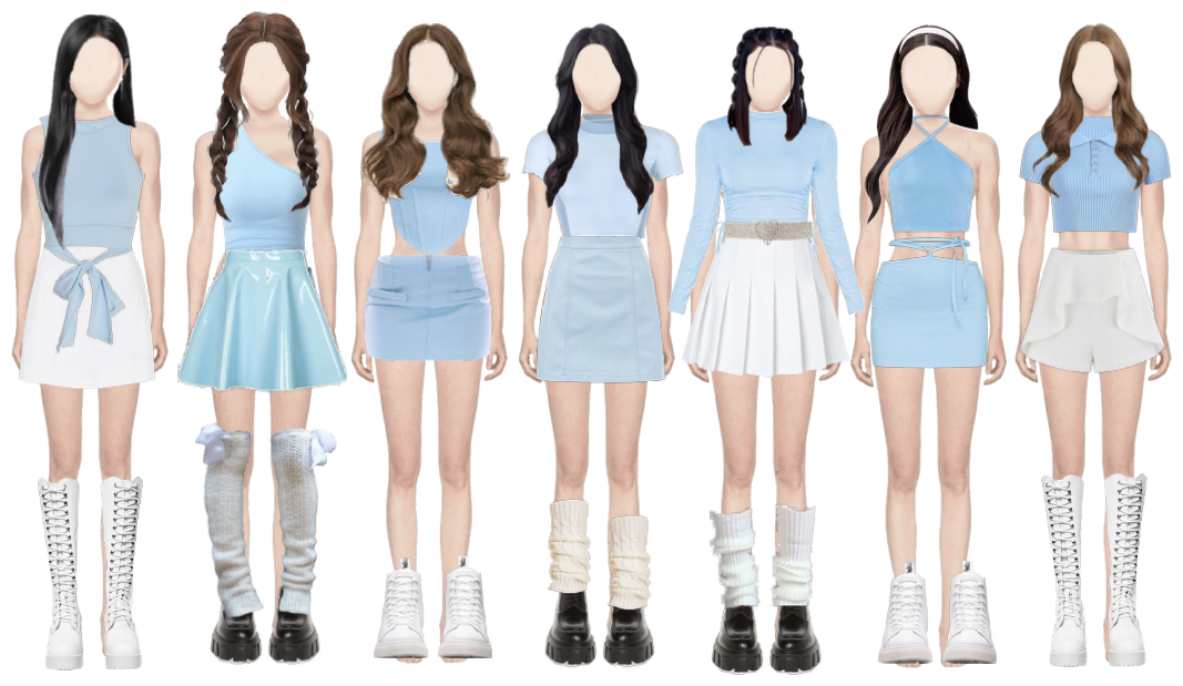 7 group blue kpop outfit