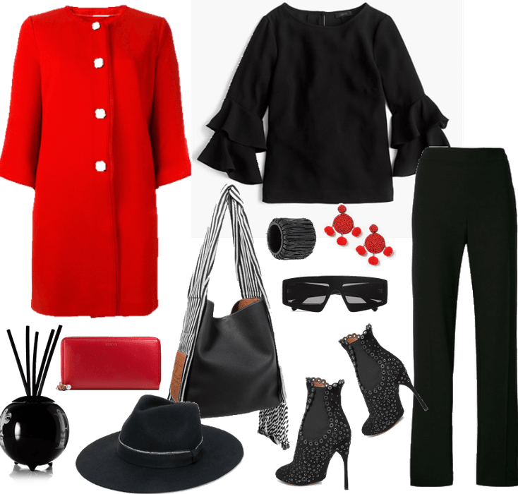 Her red coat Outfit | ShopLook