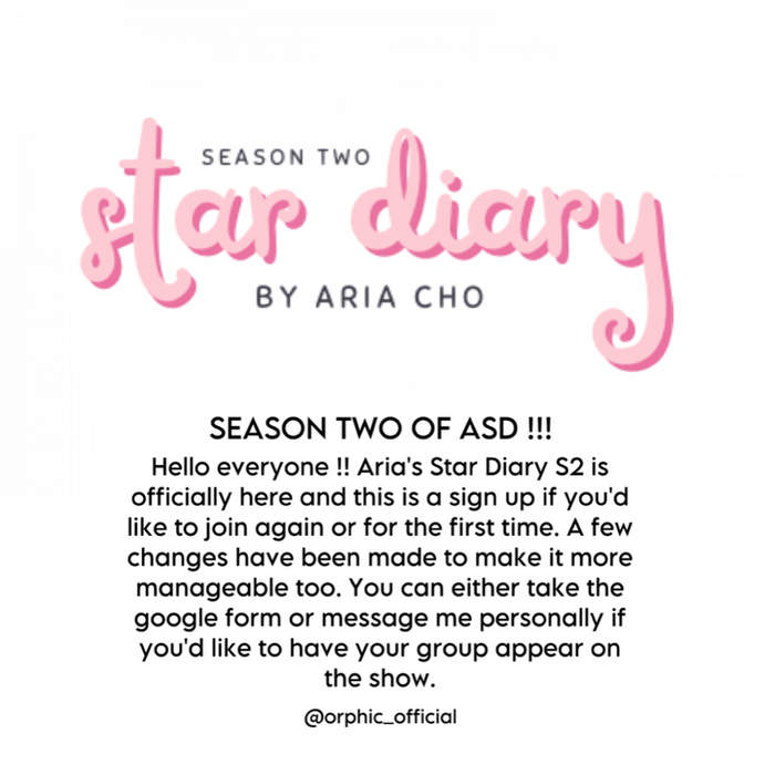 Aria’s Star Diary Season Two Sign Up ‼️