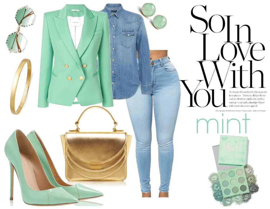 Denim and gold in love With mint